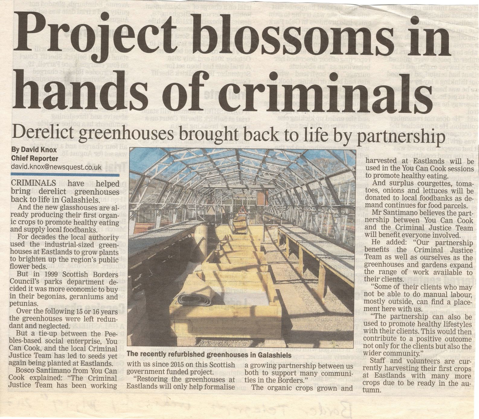Press Clipping: Project blossoms in hands of criminals