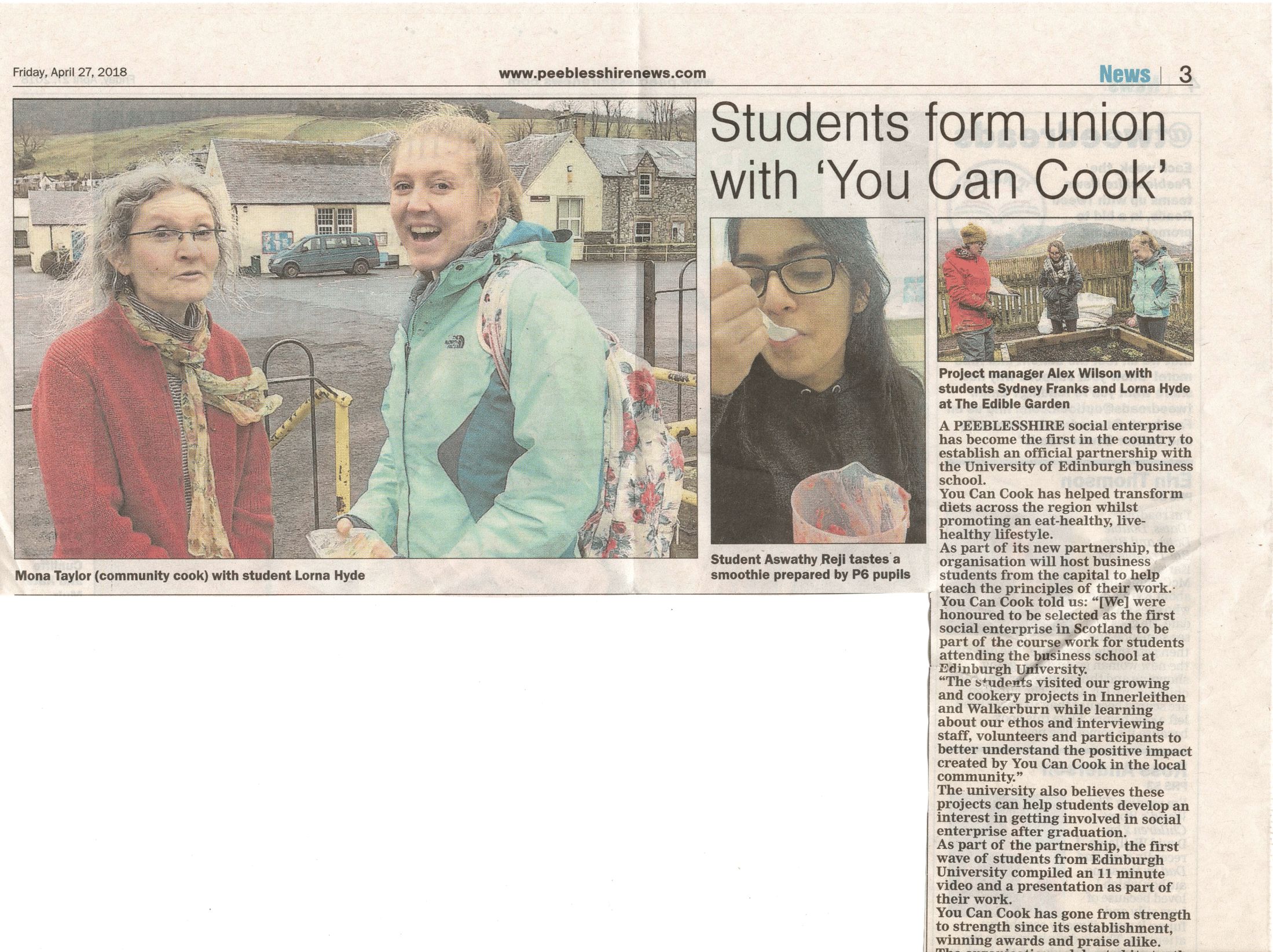 Press Clipping: Students form union with You Can Cook