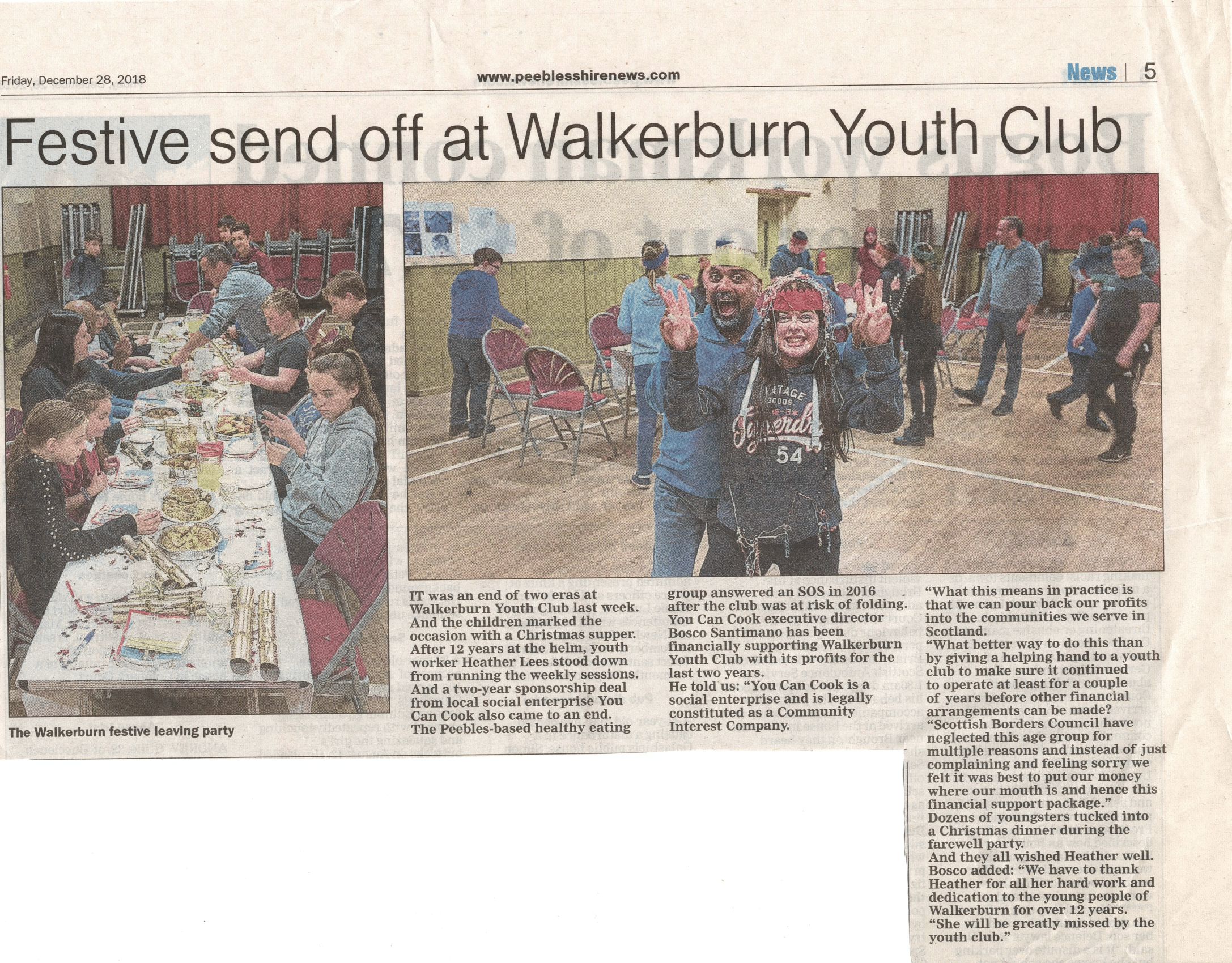 Press Clipping: Festive send off at Walkerburn Youth Club