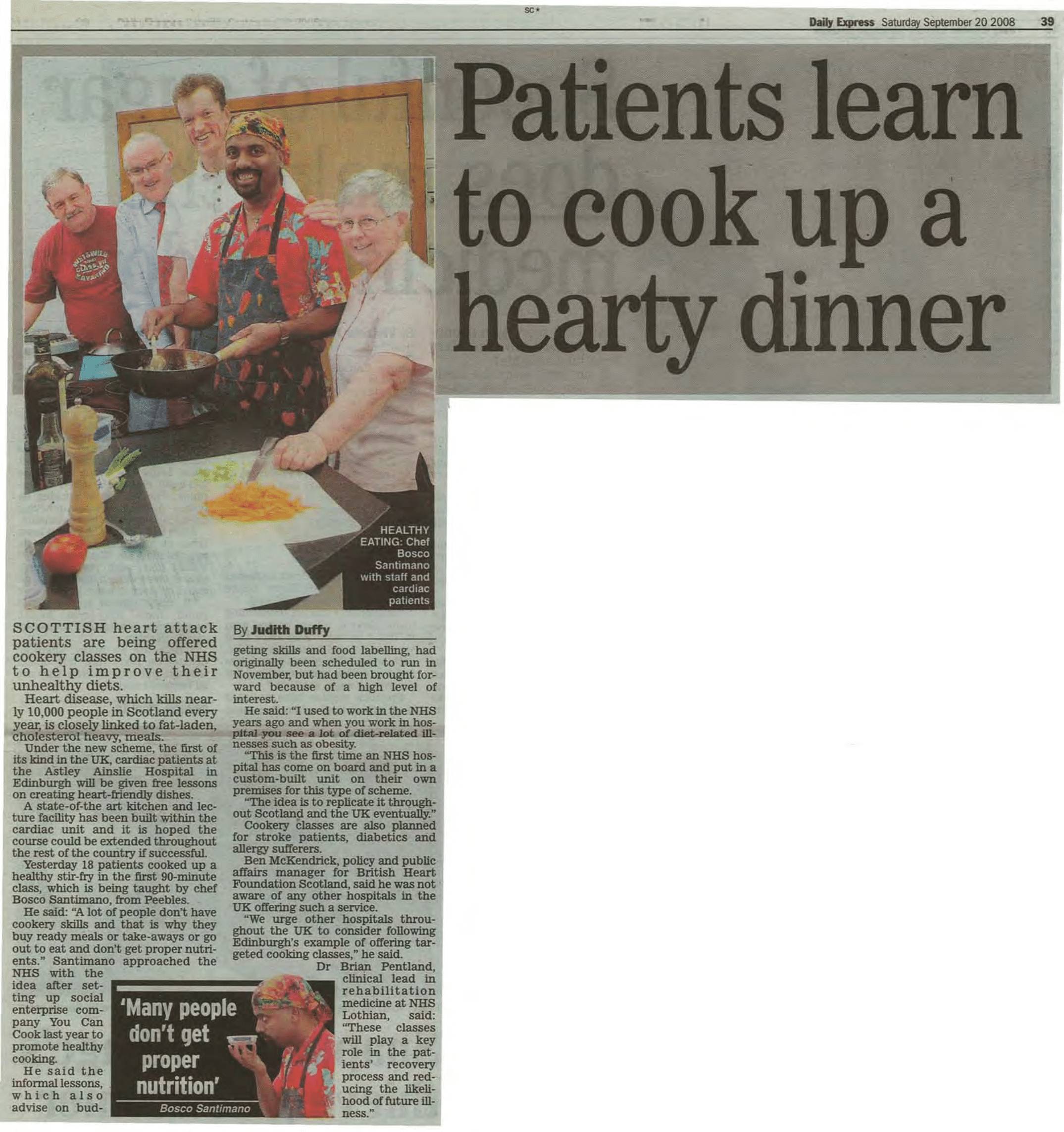 Press Clipping: Patients learn to cook up a hearty dinner