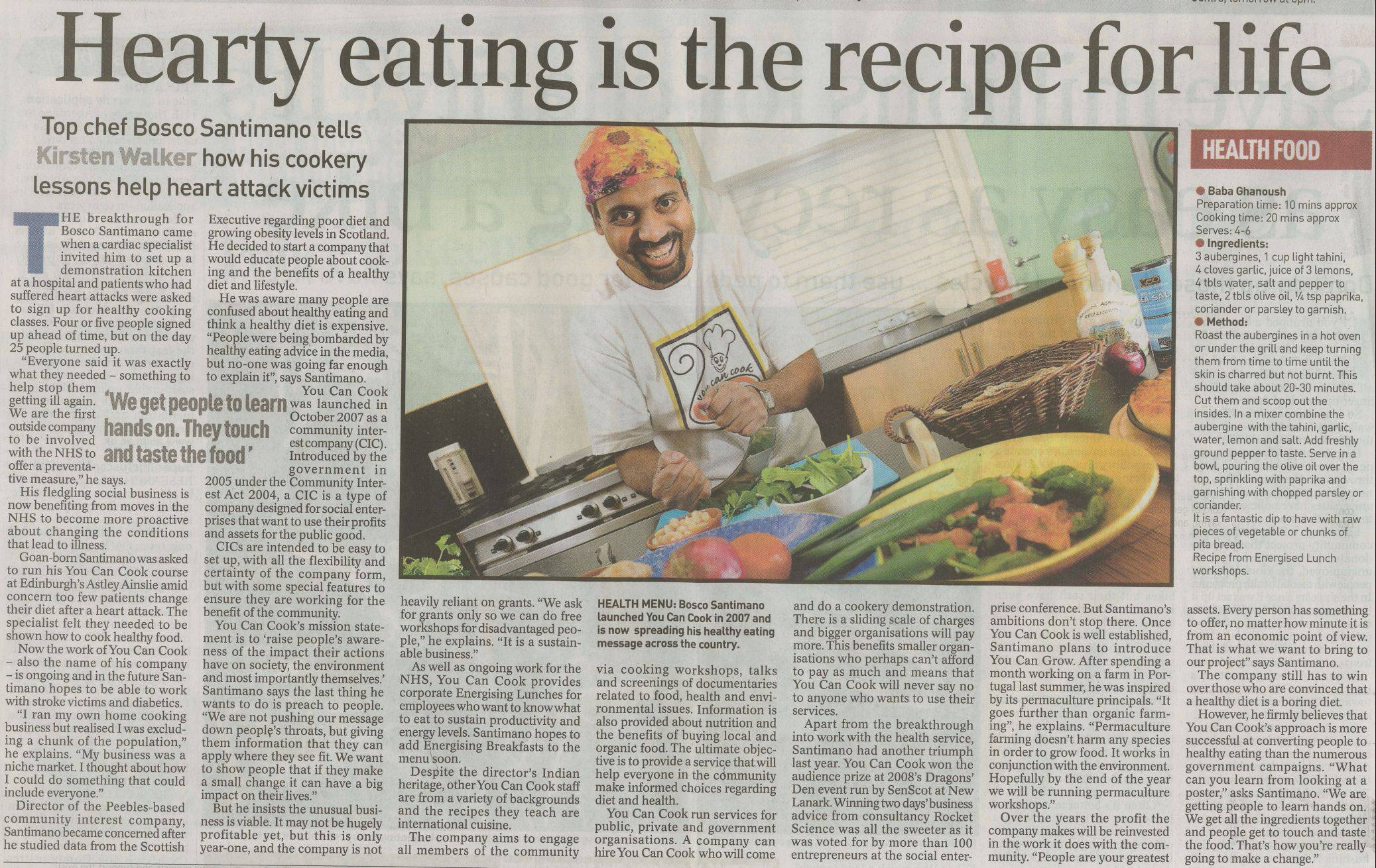 Press Clipping: Hearty eating is the recipes for life