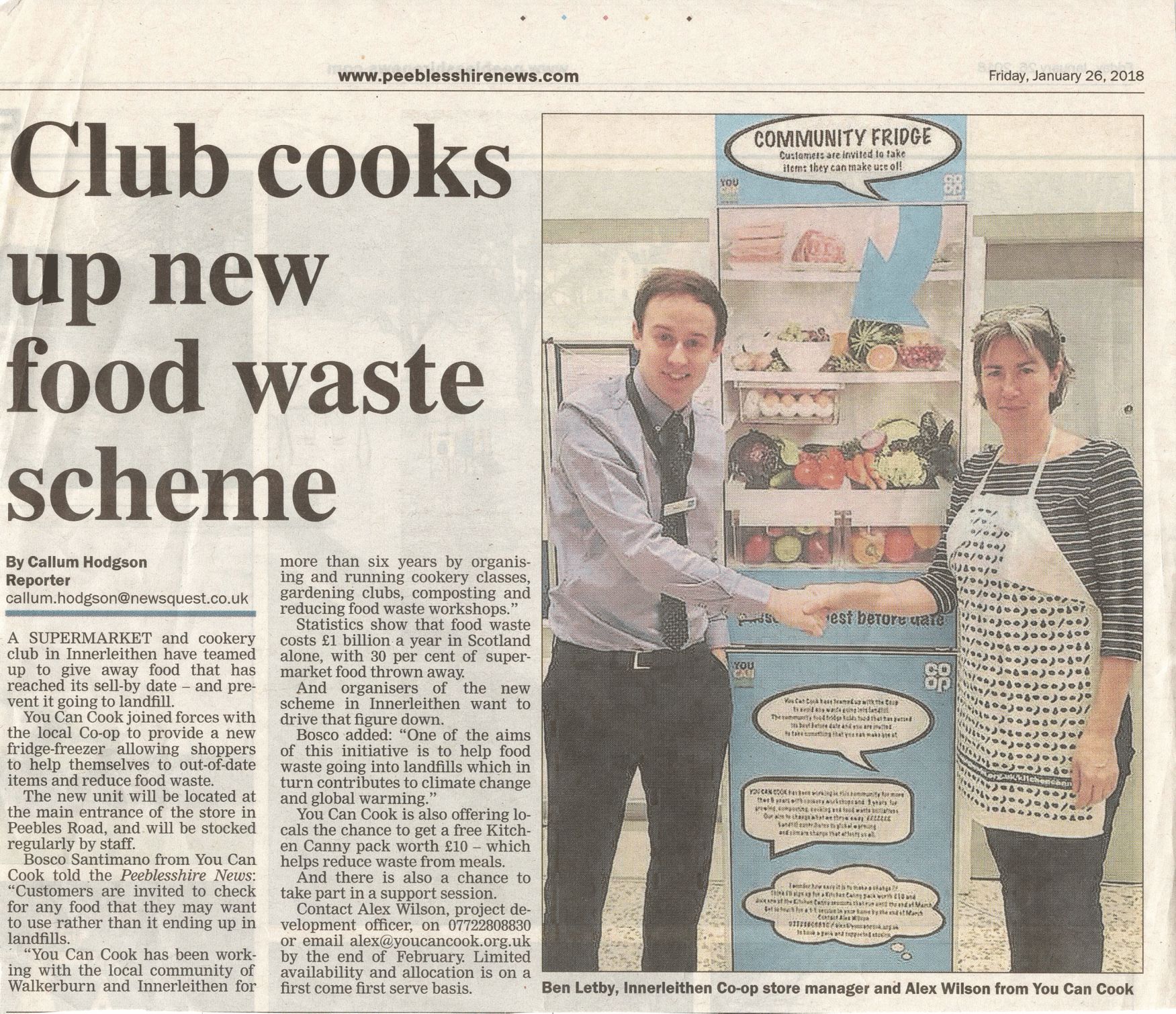 Press Clipping: Club cooks up new food waste scheme