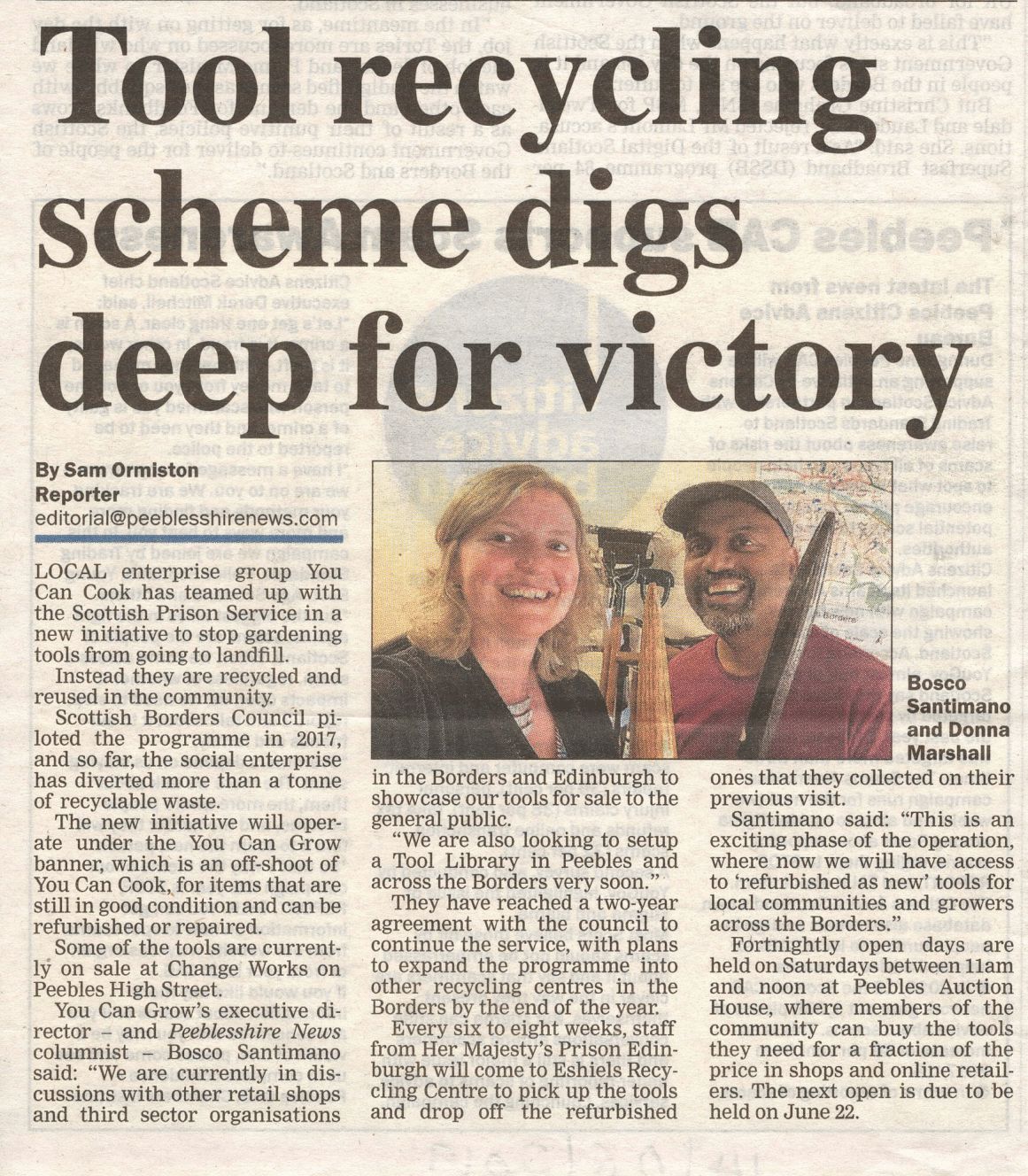 Press Clipping: Tool recycling scheme digs deep for victory