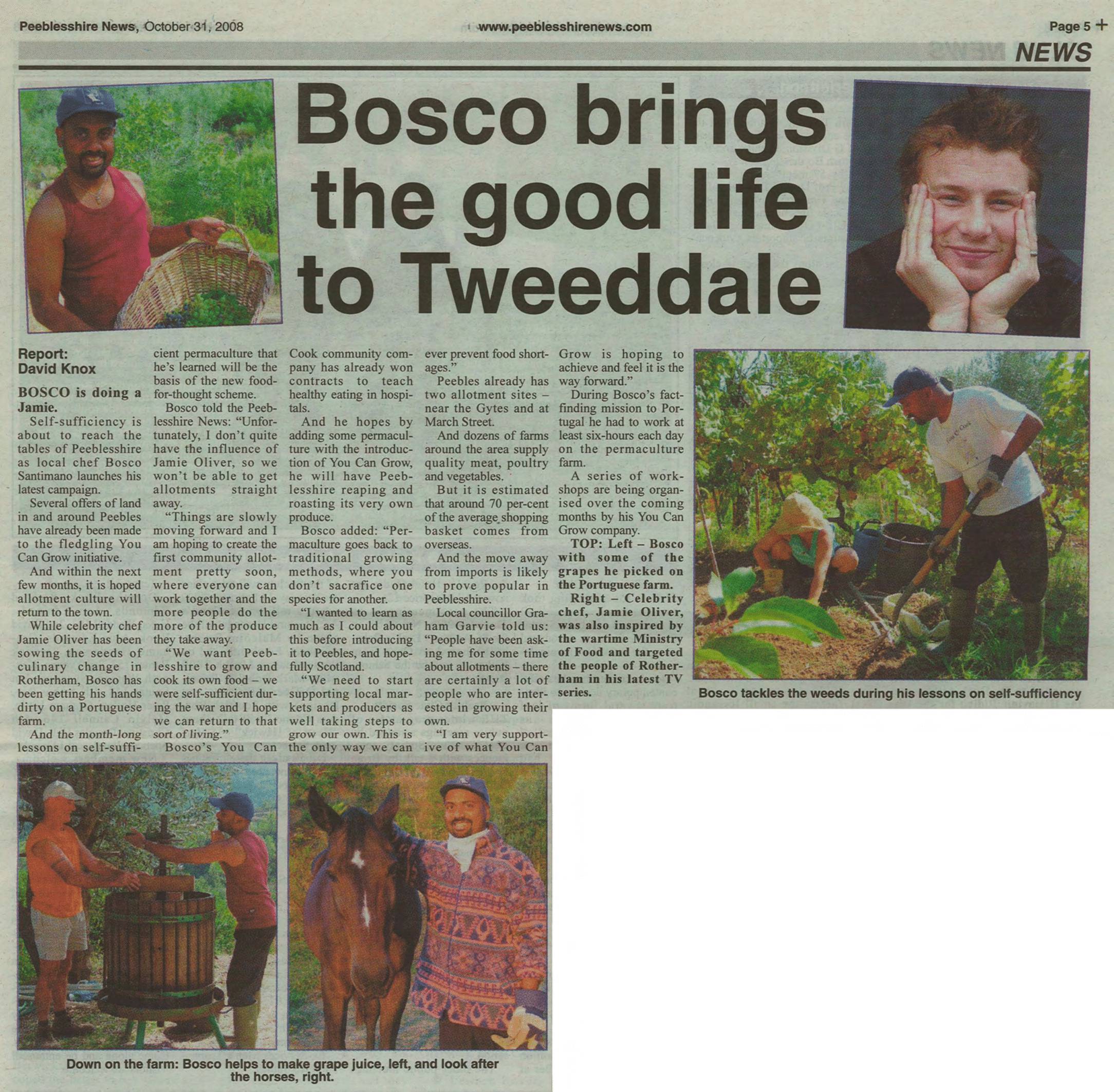 Press Clipping: Bosco brings the good life to Tweeddale
