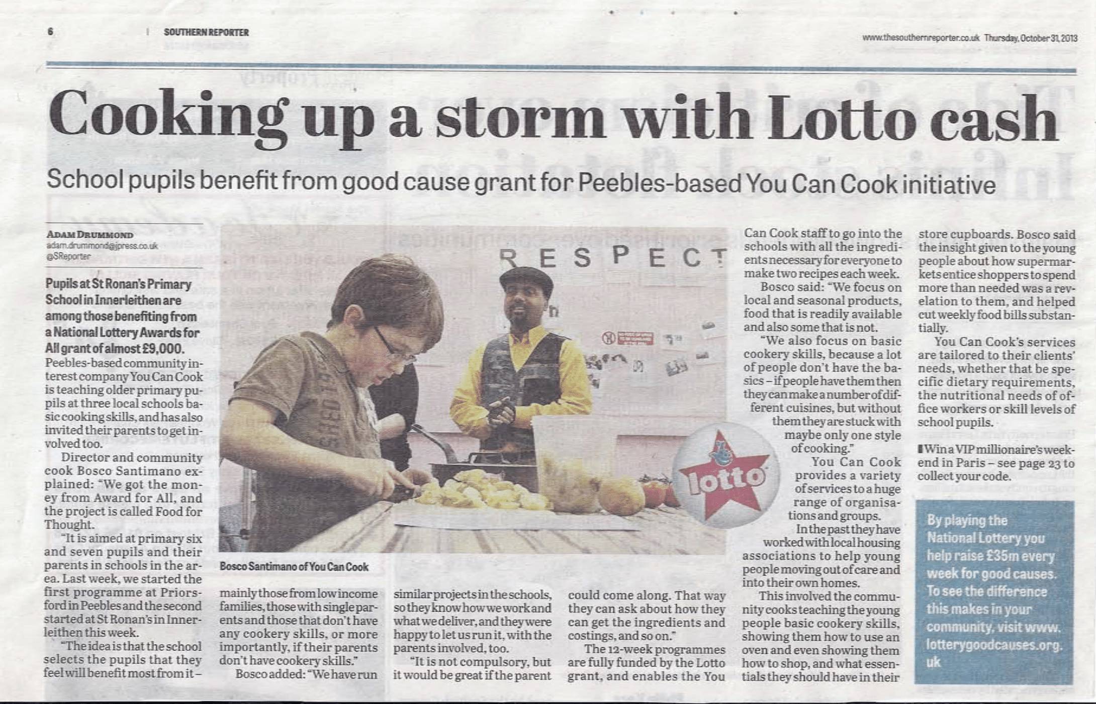 Press Clipping: Cooking up a storm with Lotto cash